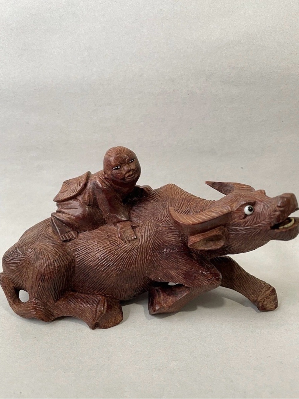 Vintage Wood Carving
Asian Child
Water Buffalo Glass Eyes c.1920s-1930s